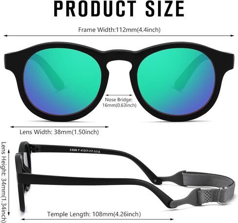 Pro Acme Baby Infant Sunglasses, Polarized Round Frame with Strap, TPEE Rubber Flexible for Newborn 0-24 months in Kuwait