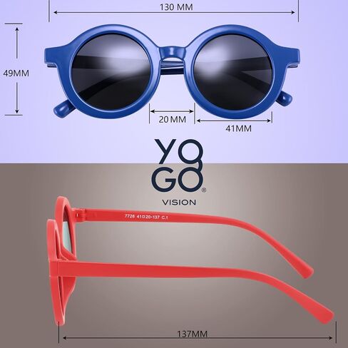 Yogo Vision Polarized Round Sunglasses for Kids Cute Children's Shades Girl Boy Classic Sun glasses in Saudi Arabia