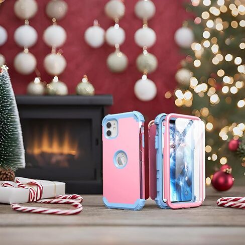 IDweel for iPhone 11 Case with Screen Protector(Tempered Glass), Hybrid 3 in 1 Shockproof Slim Fit Heavy Duty Protection Hard PC Cover Soft Silicone Bumper Full Body Case,Rose Gold in Saudi Arabia