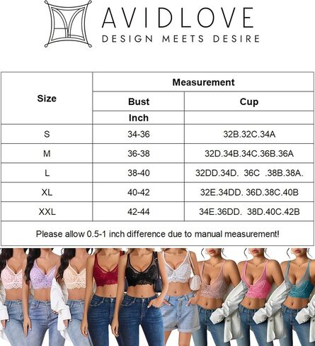 تي شيرت نسائي من Avidlove حمالة صدر من الدانتيل بتغطية كاملة مع حمالة صدر براليت طاووس أزرق in Saudi Arabia