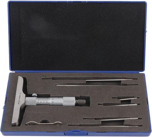 High Accuracy Round Head Depth Micrometer Measuring Tool Stainless Steel High Accuracy Round Head Depth Micrometer Measuring Tool 4/6pcs Connecting Rods(4inch) in Saudi Arabia