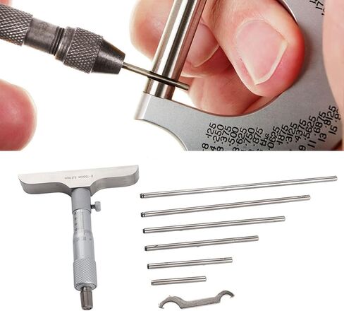 High Accuracy Round Head Depth Micrometer Measuring Tool Stainless Steel High Accuracy Round Head Depth Micrometer Measuring Tool 4/6pcs Connecting Rods(4inch) in Saudi Arabia