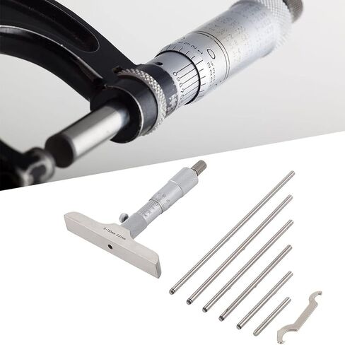 High Accuracy Round Head Depth Micrometer Measuring Tool Stainless Steel High Accuracy Round Head Depth Micrometer Measuring Tool 4/6pcs Connecting Rods(4inch) in Saudi Arabia