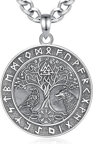 INFUSEU 925 Sterling Silver Compass Viking Necklaces for Men Women in Kuwait