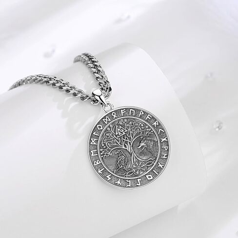 INFUSEU 925 Sterling Silver Compass Viking Necklaces for Men Women in Kuwait