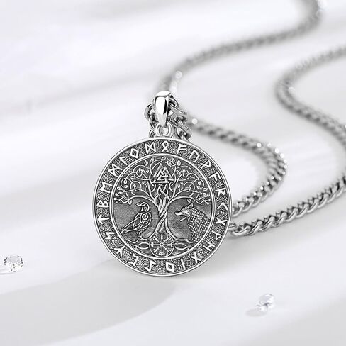 INFUSEU 925 Sterling Silver Compass Viking Necklaces for Men Women in Kuwait