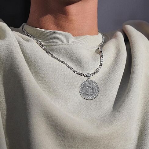 INFUSEU 925 Sterling Silver Compass Viking Necklaces for Men Women in Kuwait