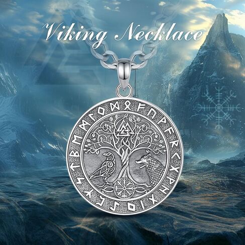 INFUSEU 925 Sterling Silver Compass Viking Necklaces for Men Women in Kuwait