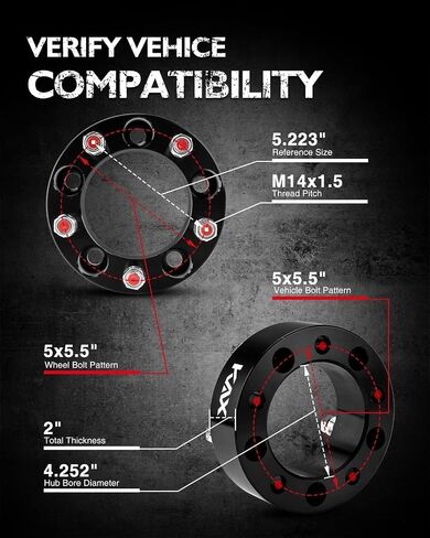فواصل عجلة KAX 5x150 مم، محولات فاصل عجلة مركزية بمحور أسود مقاس 1.5 بوصة مع مسامير M14x1.5 110 مم، مناسبة للتندرا، لاند كروزر، LX570، LX470، 4 قطع in Saudi Arabia
