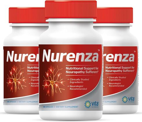 Vita Sciences Nurenza Neuropathy Supplement for Nerve Health and Fast Repair. Natural R-ALA Form 40x Strength with Vitamins and Antioxidants to Renew and Revitalize Feet, Hands, Legs, and Toes. 60 Ct. in Kuwait