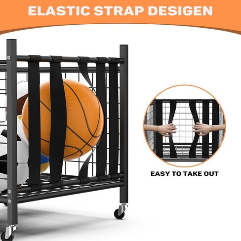 WALMANN Garage Sports Equipment Organizer, Ball Storage Rack Indoor/Outdoor Rolling Ball Cart with Wheels in Saudi Arabia