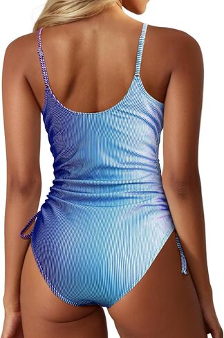 Viottiset Women's Ruched Drawstring One Piece Swimsuit Tummy Control High Cut 2025 Bathing Suit in Kuwait