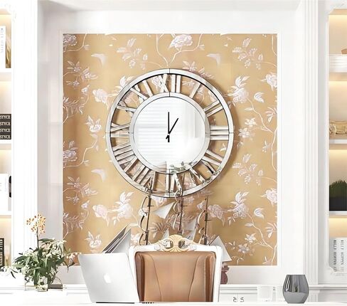 SHYFOY 34" Oversize Wall Clock Living Room Decor, Extra Large Decorative Mirror Wall Clocks, Silver Wall Decor Big Clocks Modern Roman Numerals Home Decor, Acrylic Mirror Finish in Kuwait