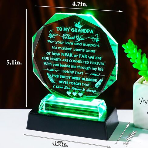 YWHL Gifts for Grandma with Colorful LED Base, Meaningful Heart Crystal Grandma Birthday Gifts, Great Gifts Ideas for Grandma on Mothers Day Christmas Valentine from Grandkids in Kuwait