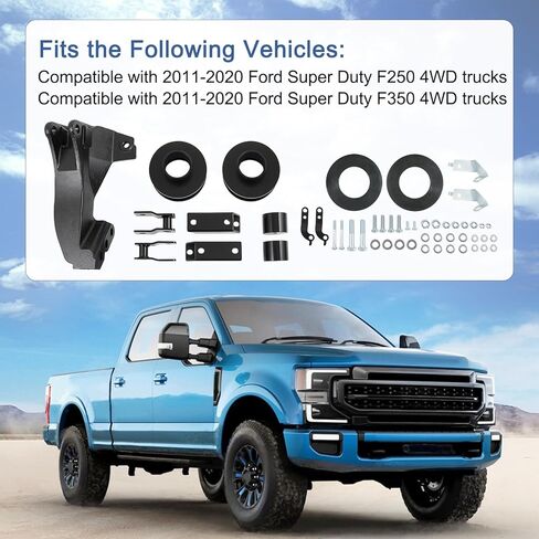 مجموعة تسوية مقاس 2.5 بوصة مع دعامة نقل شريط المسار متوافقة مع شاحنات Ford Super Duty F150 F250 وF450 4WD 2011-2020 استبدال# 66-2726 in Kuwait