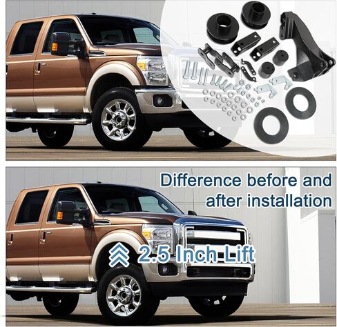 مجموعة تسوية مقاس 2.5 بوصة مع دعامة نقل شريط المسار متوافقة مع شاحنات Ford Super Duty F150 F250 وF450 4WD 2011-2020 استبدال# 66-2726 in Kuwait