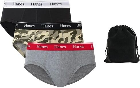 Hanes Originals Men's Stretch Cotton Briefs Pack, Moisture-Wicking Underwear, Classic Fit, Tag-Free, 3 Pack, W/Pouch in Kuwait