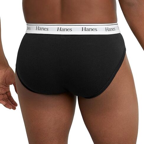 Hanes Originals Men's Stretch Cotton Briefs Pack, Moisture-Wicking Underwear, Classic Fit, Tag-Free, 3 Pack, W/Pouch in Kuwait