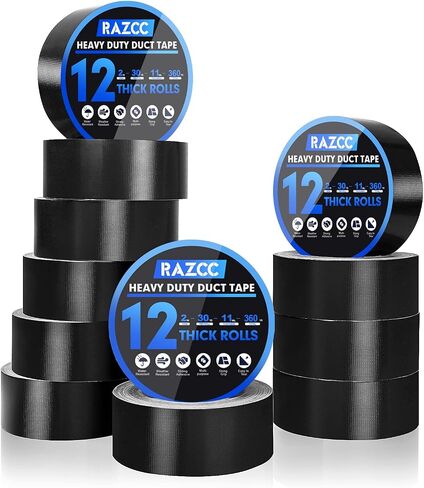 Duct Tape, 6 Rolls Black Duct Tape,Heavy Duty, Flexible, No Residue, All-Weather and Tear by Hand, 30 Yard x 2 Inch Per Roll - Bulk Value for Indoor & Outdoor Repairs, Industrial Use in Saudi Arabia