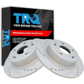 TRQ Rear Performance Brake Rotors Set Solid Premium G-Coated Cross Drilled & Slotted Compatible with 2016-2022 Acura ILX 2009-2014 TSX 2005-2020 Honda Accord HR-V
