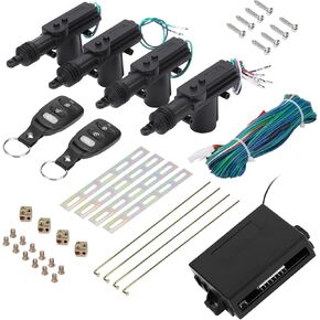 Keyless Entry System Universal Car Door Lock System Remote Central Control Locking Kit with Two 4-Button Remotes & 4 Door Lock Actuators