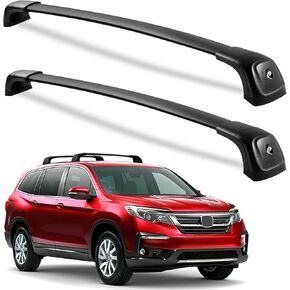 قضبان متقاطعة لرف السقف متوافقة مع Honda Pilot LX EX-L2023 2024 2025 (بدون قضبان جانبية)، قضبان سقف ألومنيوم قابلة للقفل بوزن 220 رطل، قضبان متقاطعة لنقل الأمتعة باللون الأسود على السطح