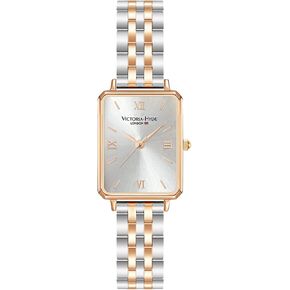 VICTORIA HYDE Rectangular Silver and Rose Gold Womens Watch, Classic Two Tone Watches for Women