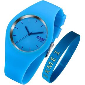 SKMEI Watches for Young Women Lady Sports Silicone Band Waterproof Fashion Casual Simple Quartz Analog Teens Girls Gift Black Wrist Watch