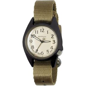 BERTUCCI M-2Ra Women’S Field Watch | Sand Dial/Black Case-350 Field Khaki Comfort-Webb™ Band