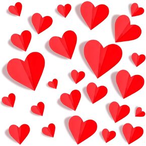NOVWANG 120 PCS Valentines Day Wall Decorations, 3D Heart Red Rose Pink Valentine Wall Stickers Wall Decals, for Wedding Anniversary Party Bedroom Home Office Nursery Elementary Classroom Decor