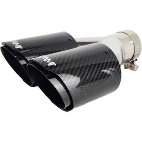 NETAMI 2.5" to 3.5" Dual Exhaust Tip Carbon Fiber Stainless Steel Black (NT-2559-1) Flush 1-pece
