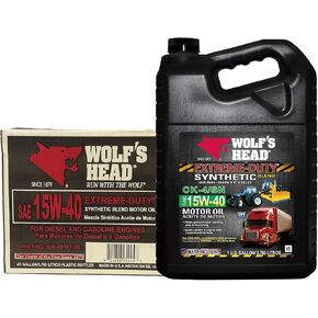 Wolf's Head Extreme Duty 15W-40 Synthetic Blend Diesel Engine Oil (836-99107-36) 1 Gallon Bottle, Pack of 4
