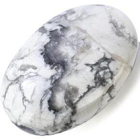 KALIFANO Howlite Palm Stone with Healing & Calming Effects - High Energy Howlita with Information Card - Reiki Worry Crystal Used for Wisdom (Family Owned and Operated)