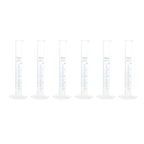 YOKIVE 12 Pcs Plastic Measuring Graduated Cylinders, with 2-Sided Metric Scales | for Chemical Measuring, Great for Lab, Daily Use (Clear White, 25ml)