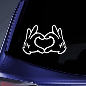 Mouse Heart Hands Sticker Decal Notebook Car Laptop 5.5" (White)