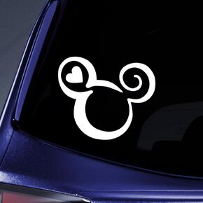 Bargain Max Decals Mouse Head Heart Outline Sticker Decal Notebook Car Laptop 5.5" (White)