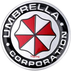 Umbrella Corporation Car Badge Decal Umbrella 3D Aluminum Alloy Circle Emblem Sticker for Car Motorcycle (Style B-1 pcs)