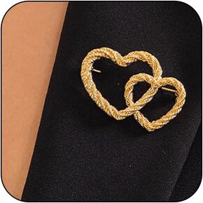 Dainty Gold Bow Brooch Pin for Women, Chunky Silver Hollow Heart Brooches Lapel Pin Badge Tie Brooch Pins Costume Accessories Valentine Jewelry Gift