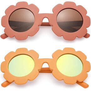 Hycredi Kids Flower Sunglasses Round Polarized Sung Lasses Cute Shades UV 400 Protection Girls