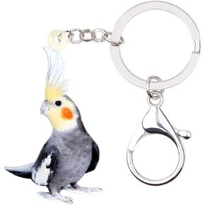 WEVENI Acrylic Cockatiel Parrot Keychain Bird Jewelry For Women Girls Bag Car Key Purse Charms