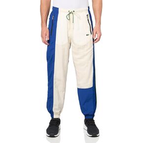 Lacoste Men's Live Colorblock Light Track Pants, White/Blue, Medium