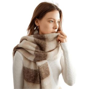 WDIRARA Women's Plaid Winter Warm Scarf Cozy Soft Color Block Wrap Shawls Scarves