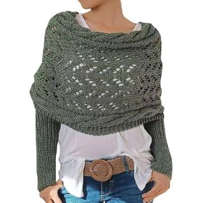 وشاح ACOSAP بأكمام للنساء، غلاف كابل محبوك، أغطية كروشيه محبوكة متعددة الوظائف، وشاح ملفوف بأكمام مزدوجة in Kuwait