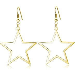 Simple Star Earrings for Women, Hollow Star Dangle Drop Earrings