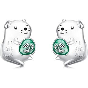 Guinea Pig Earrings 925 Sterling Silver Blue Opal Pig/Guinea Pig Stud Earring Hypoallergenic Blue Opal Jewelry Birthday Christmas Gift for Women Girls