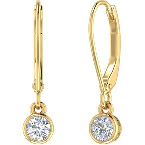 3/4 Carat Diamond Lever-back Drop Earrings in 14K Gold - IGI Certified