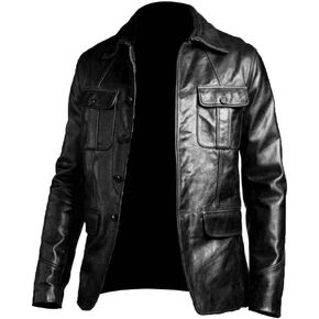 Isaac & David Chicago Mens Raiders of The Lost Ark Brown Leather jacket Indiana Cosplay Costume Harrison American Bomber Coat