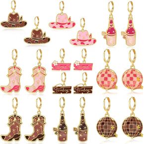 Cowgirl Earrings,10 Pairs Western Earrings,Cowboy Boot Dangle Earrings for Women Jewelry Gift