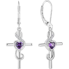 Starchenie Women's Note Cross Earrings Sterling Silver Treble Clef Leverback Earring Music Note Jewelry for Music Lover