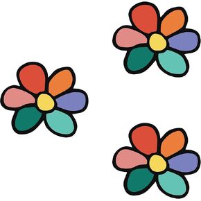 Colorful Flower Cartoon Decal Sticker, Hippie Flower Waterproof High Intensity Vinyl Stickers ,Set of 3 Pack (4 Inches on Longer Side ) for Car, Truck, Bumper, Bike, Helmet, Windows, Tool Boxes, Boats, Laptops, Mugs, Tumbler, Indoor, Outdoor and Smooth Su in Saudi Arabia